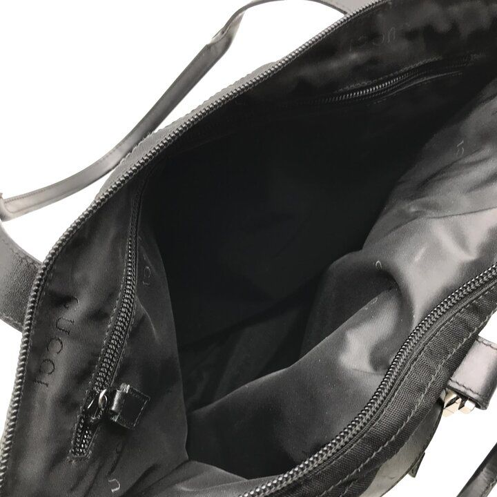 Gucci Military Helmet Tote Shoulder Bag Leather Canvas Black — view 8