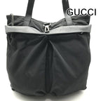Gucci Military Helmet Tote Shoulder Bag Leather Canvas Black