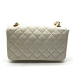Chanel CC Logo Mini Quilted Lambskin Chain Shoulder Bag Turnlock White — view 2