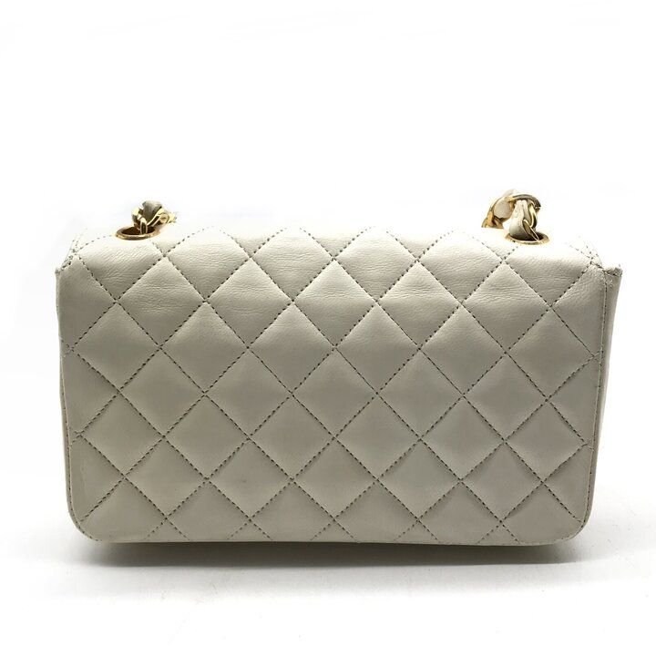 Chanel CC Logo Mini Quilted Lambskin Chain Shoulder Bag Turnlock White — view 2