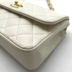 Chanel CC Logo Mini Quilted Lambskin Chain Shoulder Bag Turnlock White — view 5