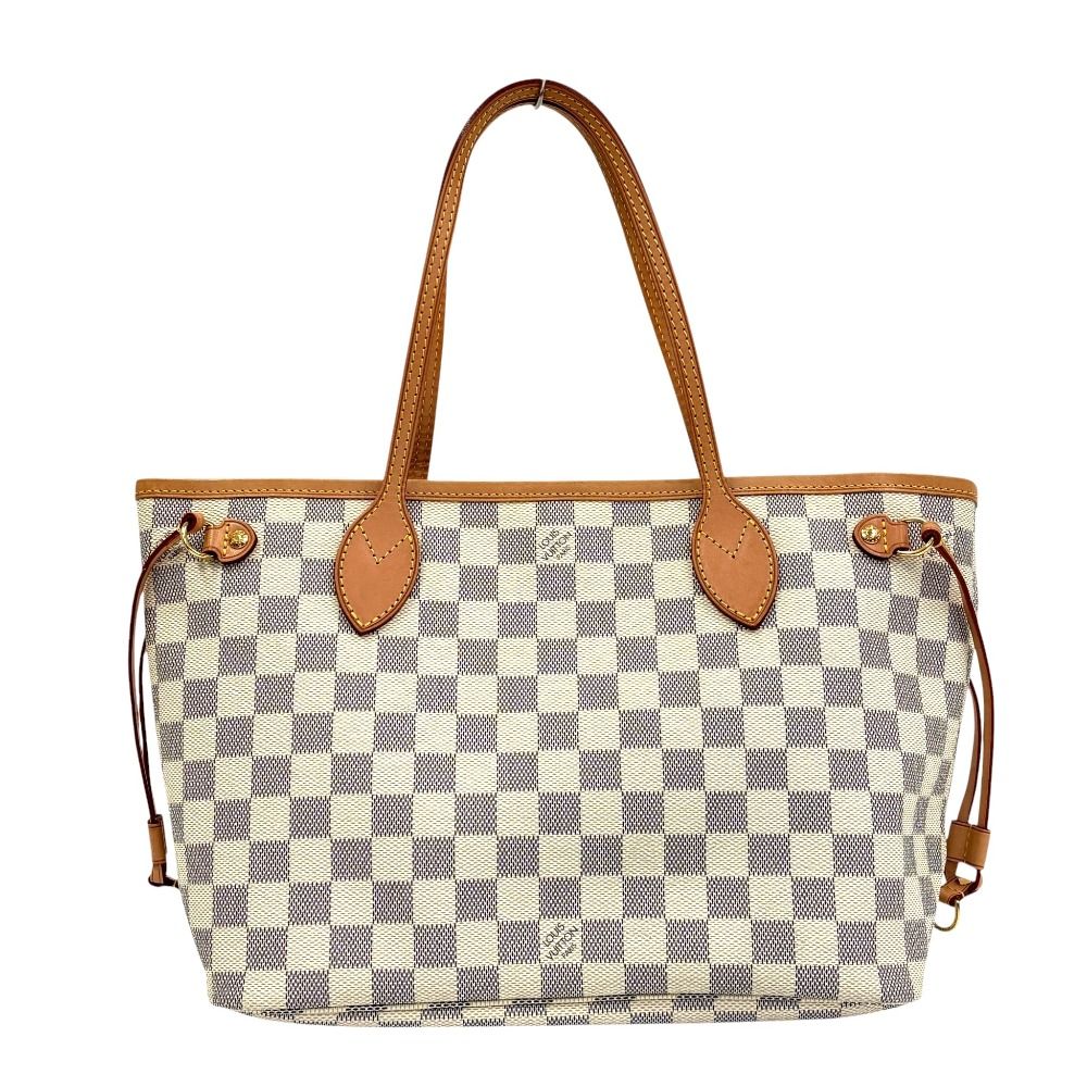 Louis Vuitton Damier Azur Neverfull PM Tote Navy White