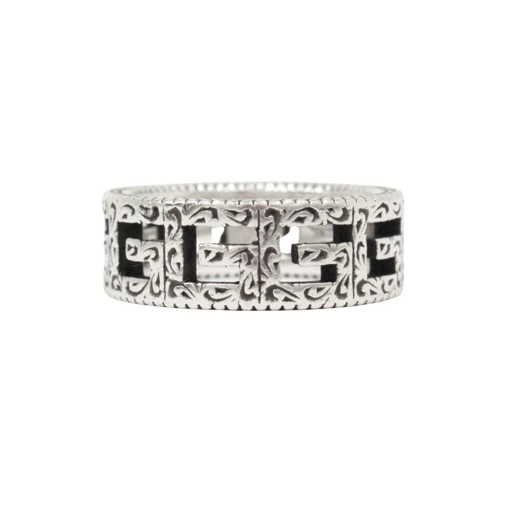 Gucci Arabesque Square Cube Ring Aged Silver