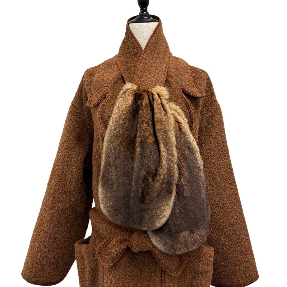 Fendi Vintage Oversized Shaggy Coat 42 Brown — view 6