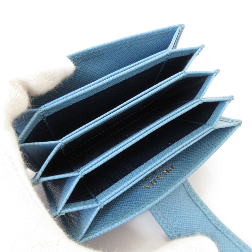 Prada Saffiano Leather Accordion Card Case Light Blue — view 7