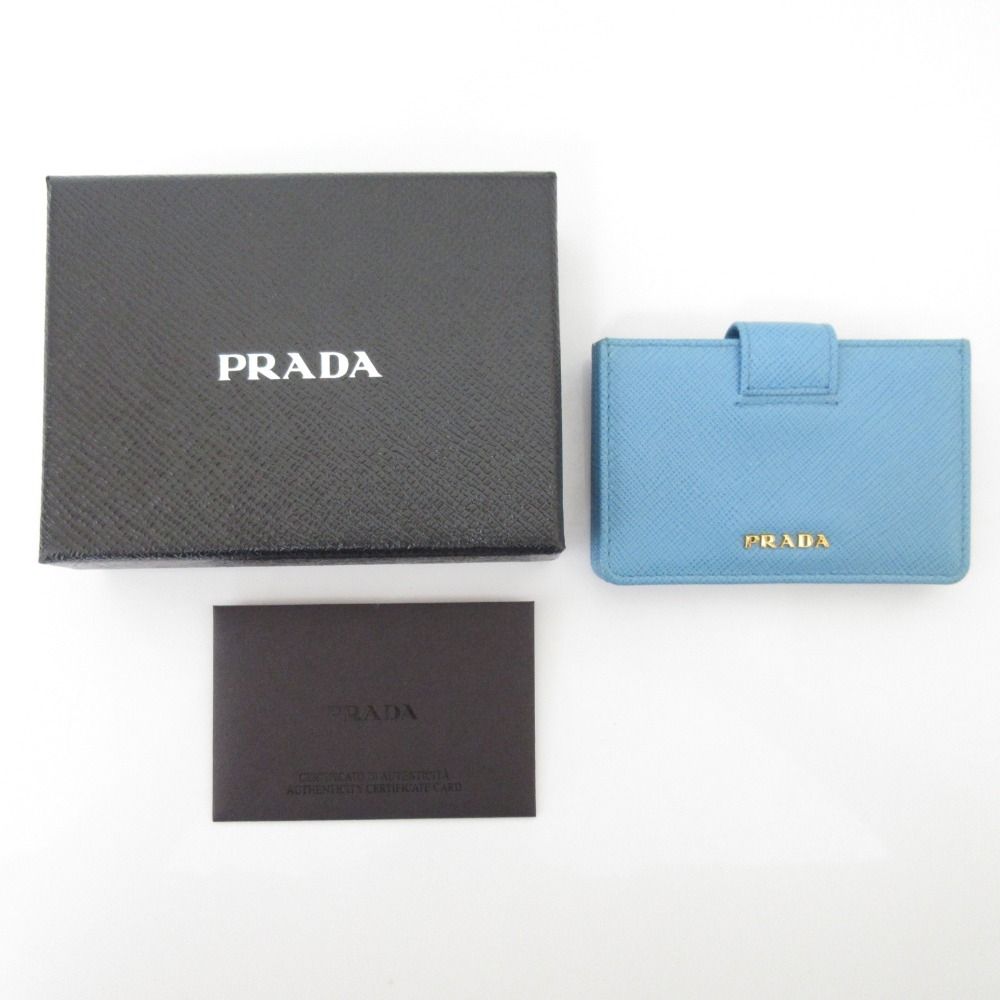 Prada Saffiano Leather Accordion Card Case Light Blue — view 8