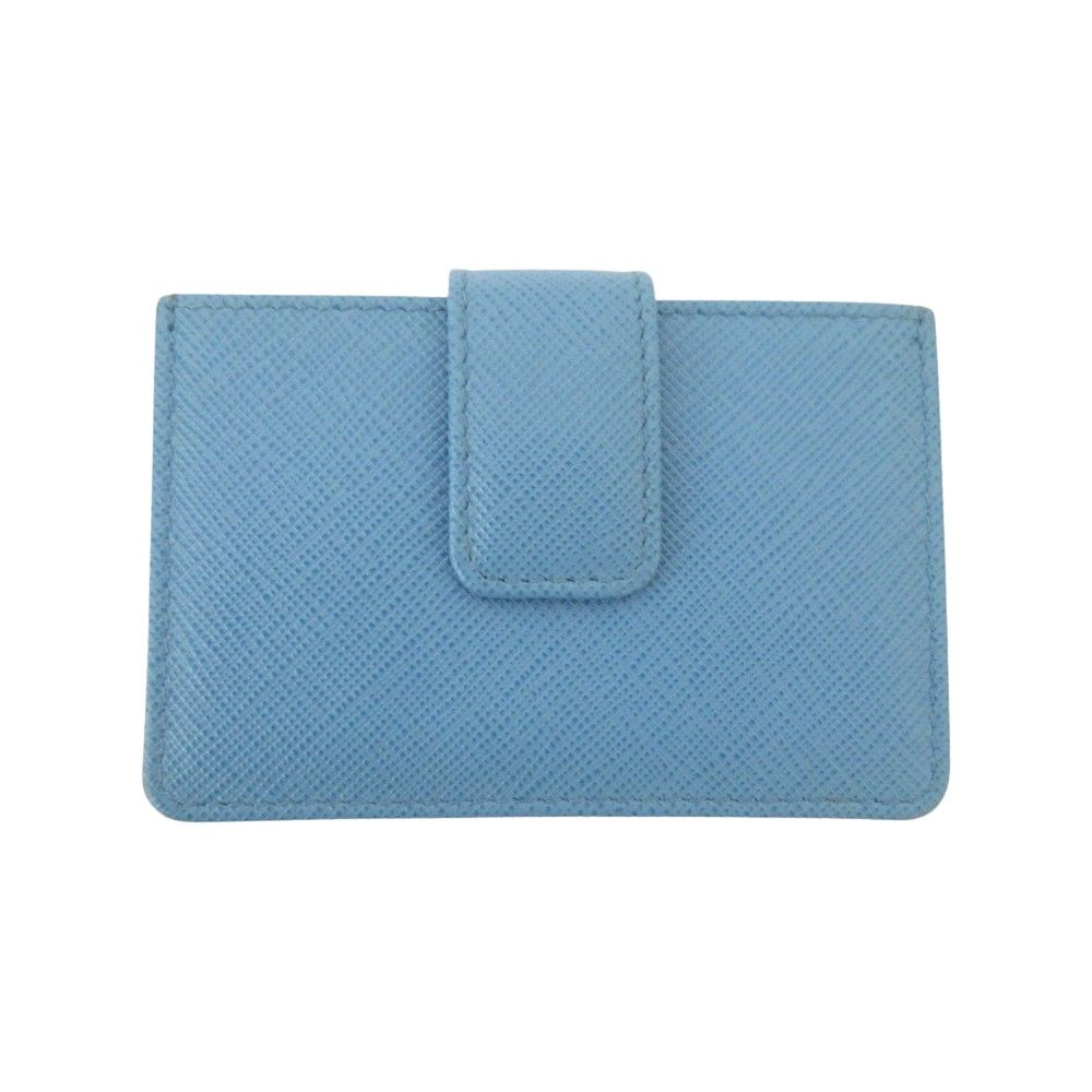 Prada Saffiano Leather Accordion Card Case Light Blue — view 2
