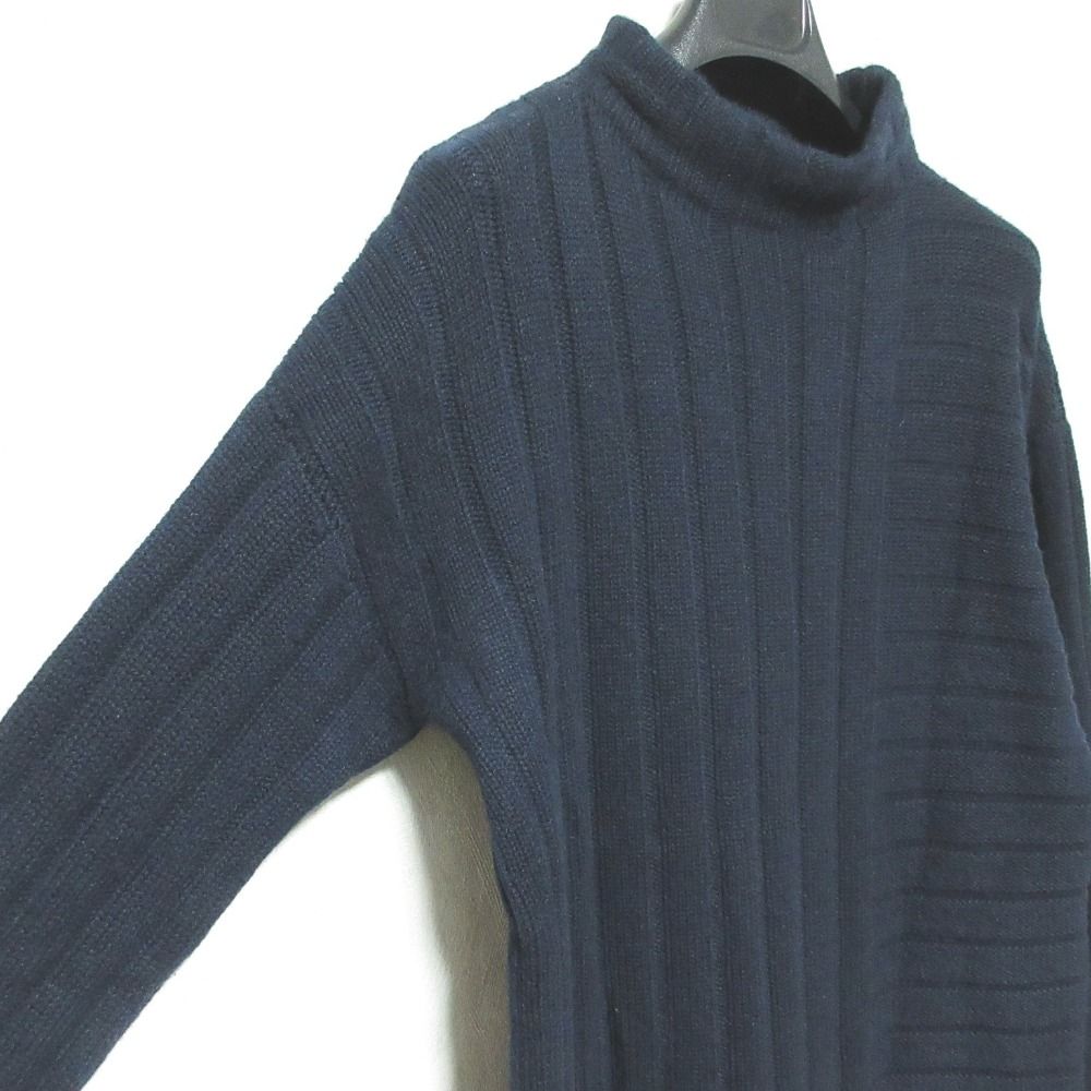 Hermes Cashmere Bottleneck Knit Sweater Navy — view 4