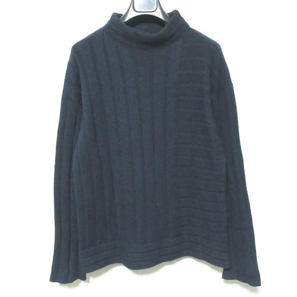 Hermes Cashmere Bottleneck Knit Sweater Navy