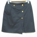 Chanel Vintage Gold Button Mini Skirt 34 Black