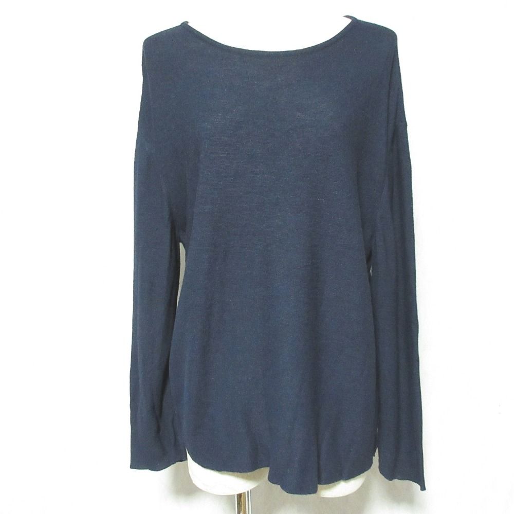 Hermes Rayon Wool Knit Top 38 Navy Sweater