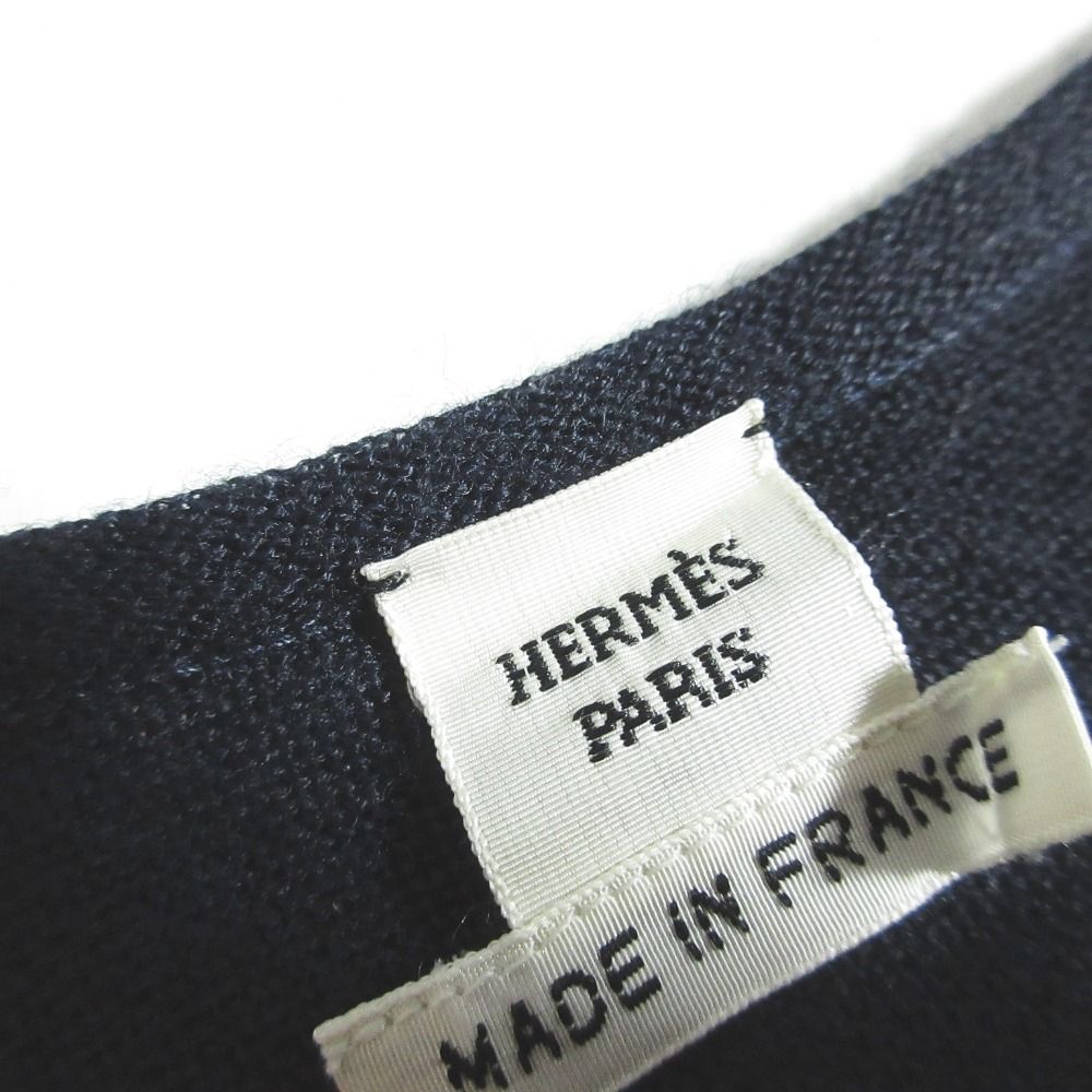 Hermes Rayon Wool Knit Top 38 Navy Sweater — view 6