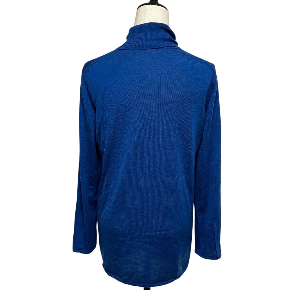 Hermes Cashmere Silk Turtleneck Knit Top 42 Blue Sweater — view 3