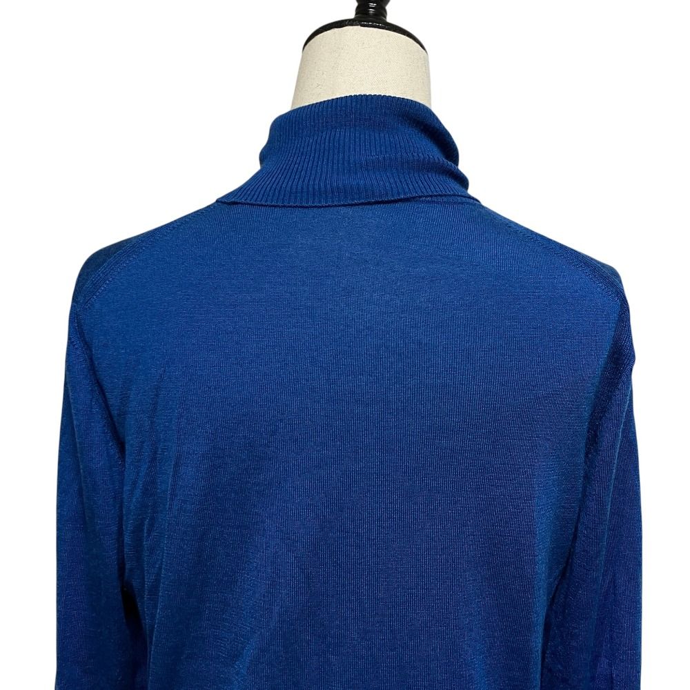 Hermes Cashmere Silk Turtleneck Knit Top 42 Blue Sweater — view 5