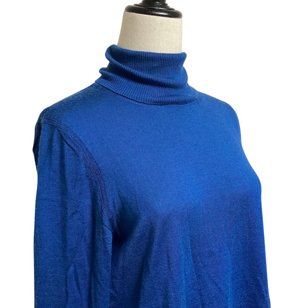Hermes Cashmere Silk Turtleneck Knit Top 42 Blue Sweater — view 6