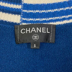 Chanel Numbering Jacquard Neck Cashmere Pullover Knit Sweater S Blue — view 8