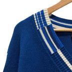 Chanel Numbering Jacquard Neck Cashmere Pullover Knit Sweater S Blue — view 2