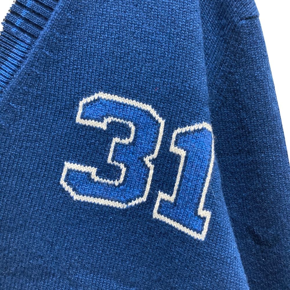 Chanel Numbering Jacquard Neck Cashmere Pullover Knit Sweater S Blue — view 3