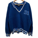Chanel Numbering Jacquard Neck Cashmere Pullover Knit Sweater S Blue