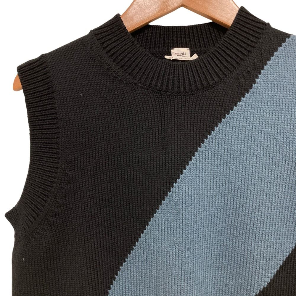 Hermes Candy Libris Knit Vest 40 Black Light Blue — view 3