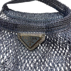 Prada Triangle Plate Mesh Mini Bag Metallic Color Light Blue — view 7