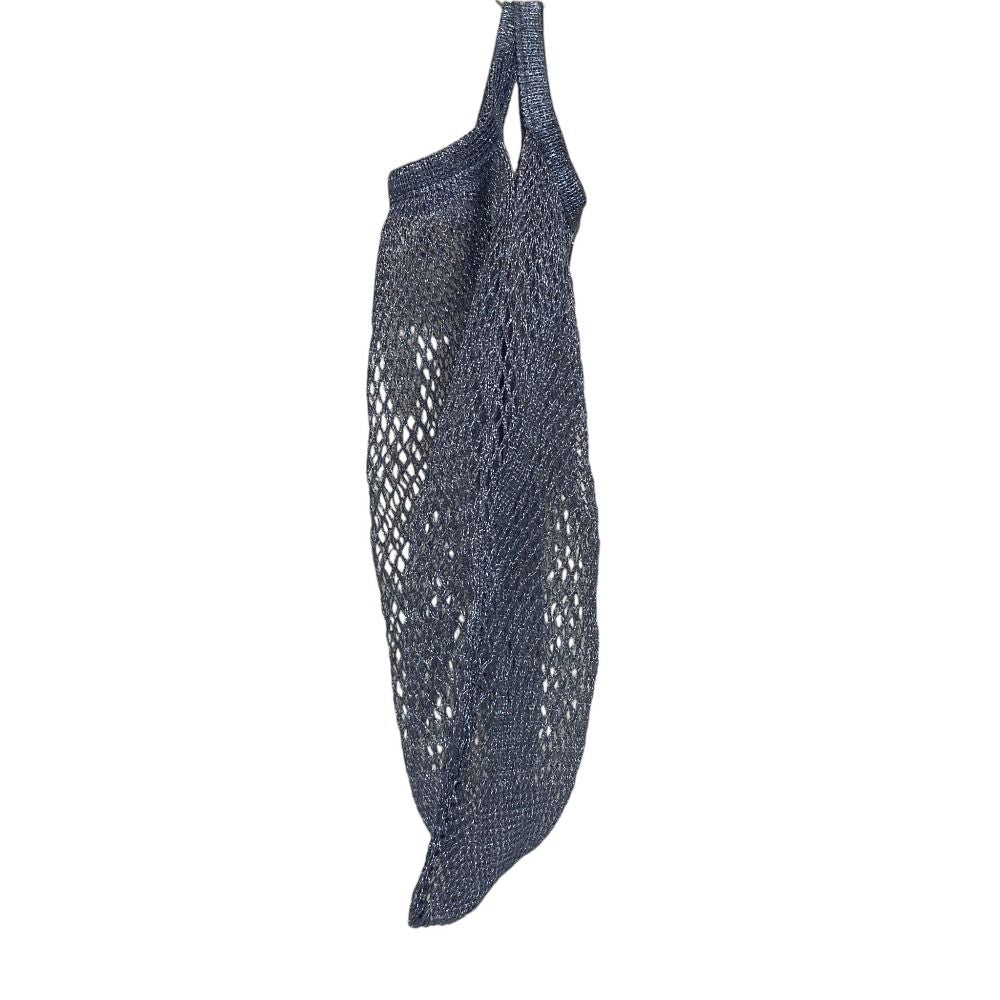 Prada Triangle Plate Mesh Mini Bag Metallic Color Light Blue — view 4