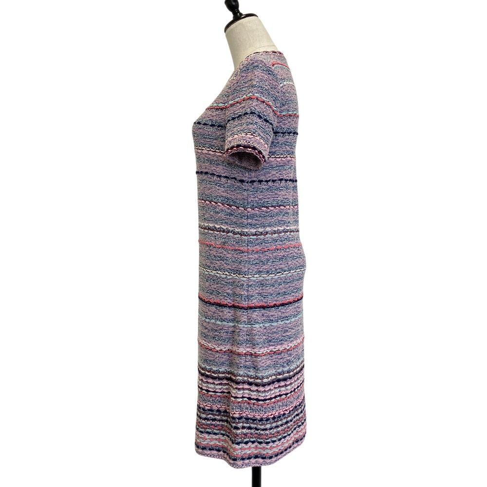 Chanel CC Logo Tweed Knit Dress Pink 38 Multicolor — view 2