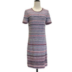 Chanel CC Logo Tweed Knit Dress Pink 38 Multicolor