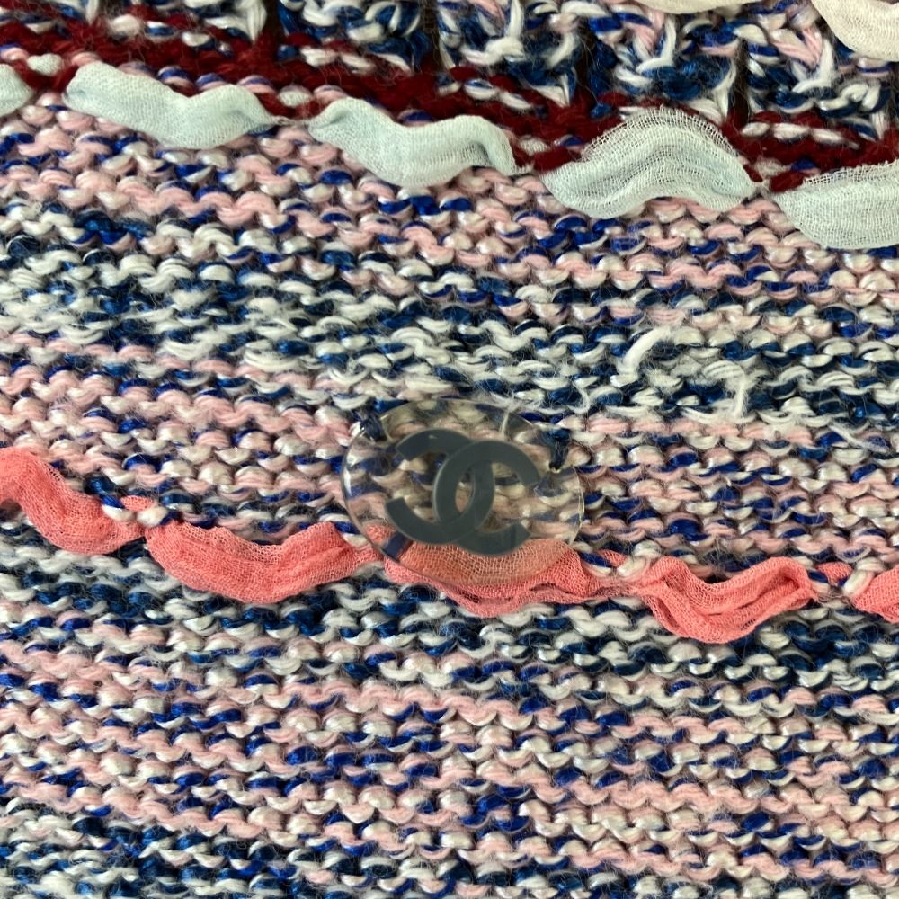 Chanel CC Logo Tweed Knit Dress Pink 38 Multicolor — view 4
