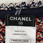 Chanel CC Logo Chain Knit Cardigan 34 Orange Navy — view 5