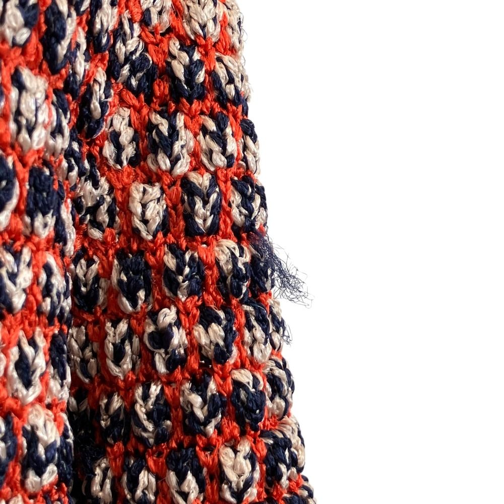 Chanel CC Logo Chain Knit Cardigan 34 Orange Navy — view 8
