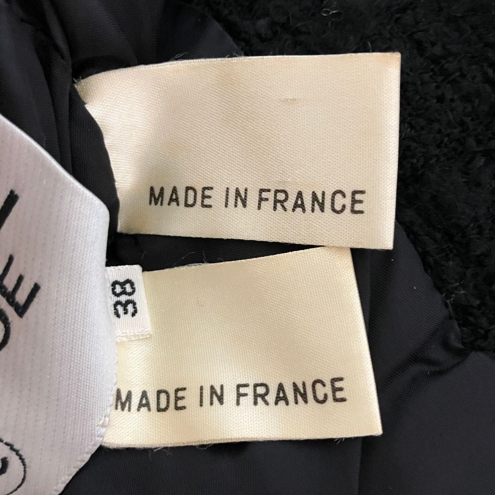 Chanel Vintage CC Logo Button Gold Tweed Jacket Skirt Set 38 Black — view 8