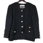 Chanel Vintage CC Logo Button Gold Tweed Jacket Skirt Set 38 Black — view 2