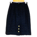 Chanel Vintage CC Logo Button Gold Tweed Jacket Skirt Set 38 Black — view 7