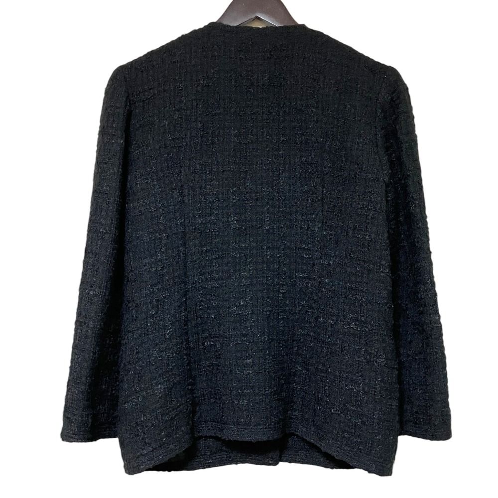 Chanel Vintage CC Logo Button Gold Tweed Jacket Skirt Set 38 Black — view 3