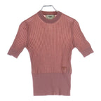 Fendi Short Sleeve Rib Knit Sweater Wool Pink 36