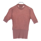Fendi Short Sleeve Rib Knit Sweater Wool Pink 36 — view 2