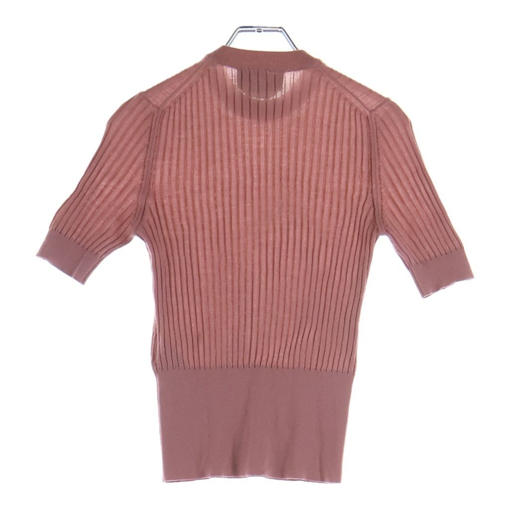 Fendi Short Sleeve Rib Knit Sweater Wool Pink 36 — view 2