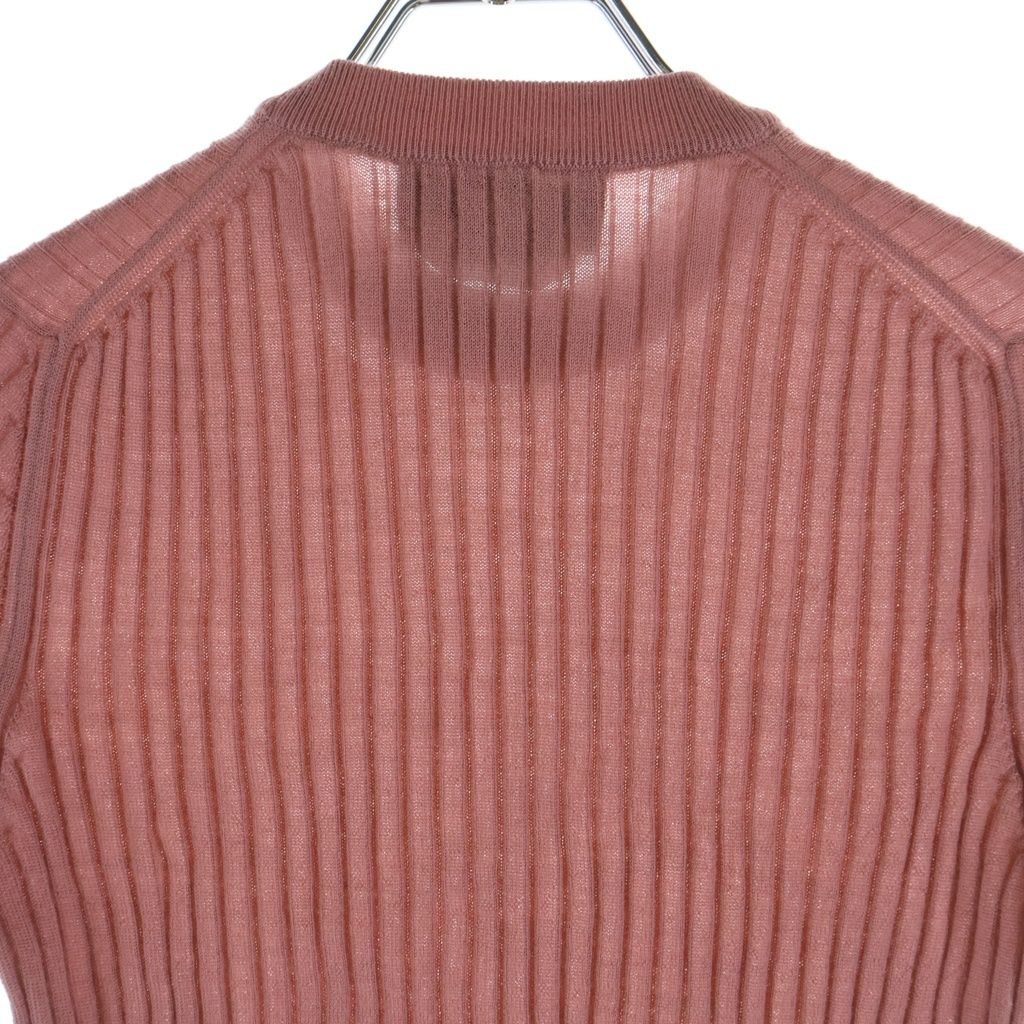 Fendi Short Sleeve Rib Knit Sweater Wool Pink 36 — view 4