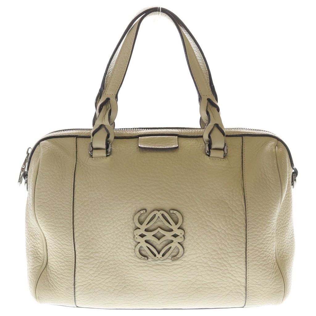 Loewe Fusta 25 2-Way Shoulder Bag Beige Leather Black