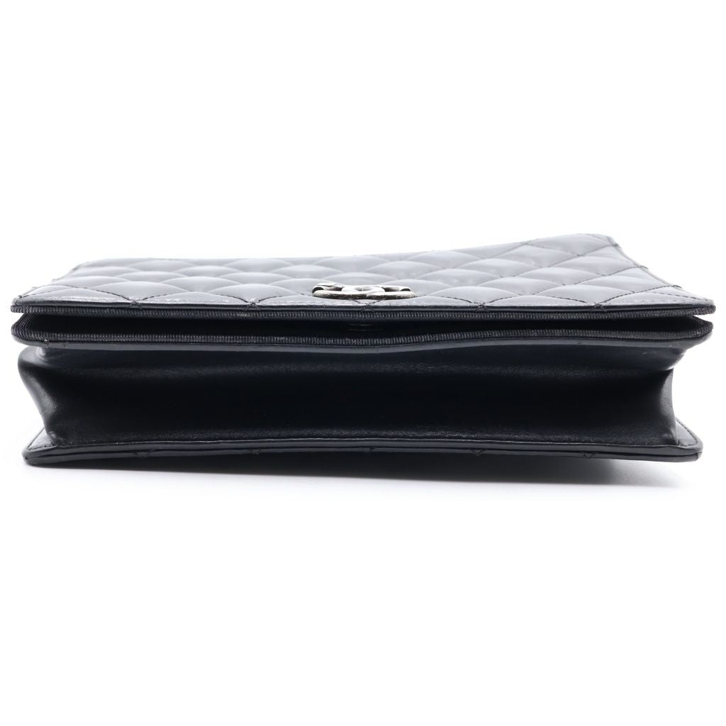 Chanel Quilted Lambskin Shoulder Bag Black Silver — view 4