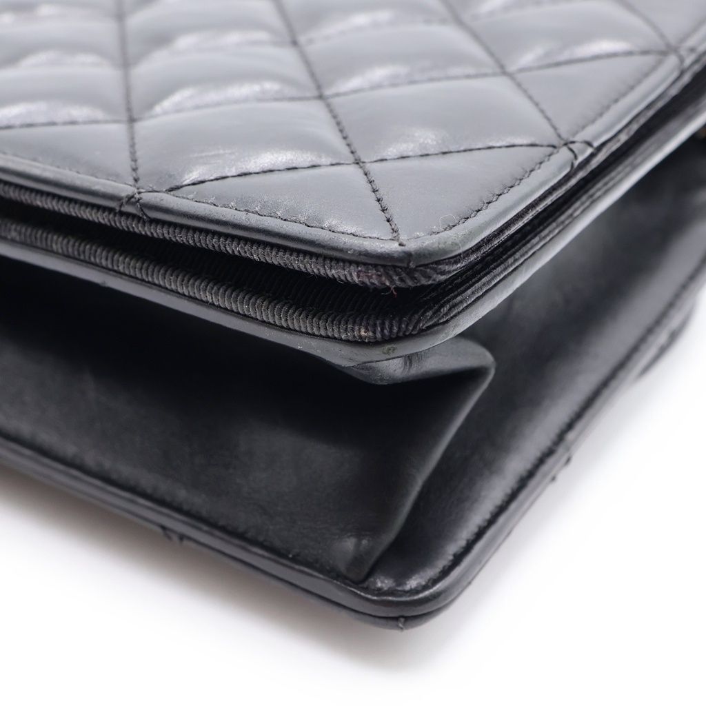 Chanel Quilted Lambskin Shoulder Bag Black Silver — view 5