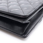 Chanel Quilted Lambskin Shoulder Bag Black Silver — view 5