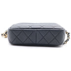 Chanel Quilted Fringe Camera Shoulder Bag Gray Caviar Leather Gold — view 4