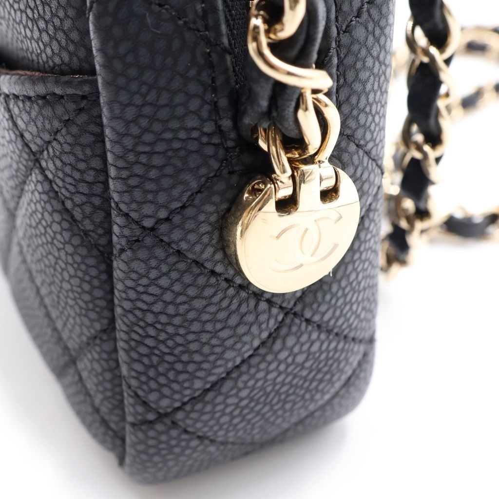 Chanel Quilted Fringe Camera Shoulder Bag Gray Caviar Leather Gold — view 6