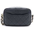 Chanel Quilted Fringe Camera Shoulder Bag Gray Caviar Leather Gold