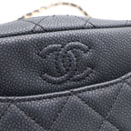 Chanel Quilted Fringe Camera Shoulder Bag Gray Caviar Leather Gold — view 7