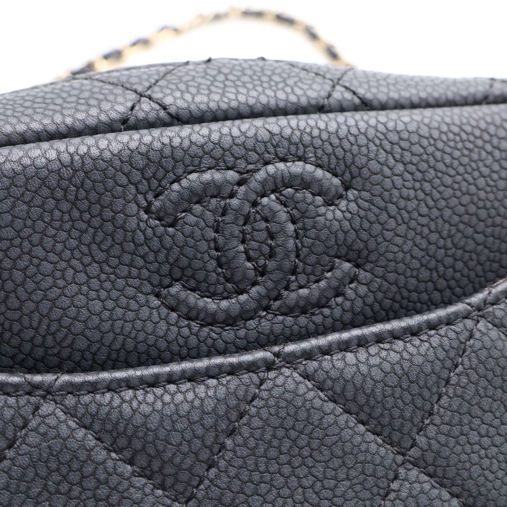 Chanel Quilted Fringe Camera Shoulder Bag Gray Caviar Leather Gold — view 7