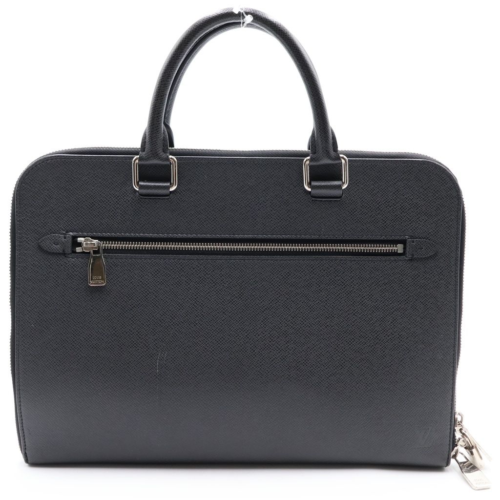 Louis Vuitton Taiga Porte Documents Slim Handbag Business Bag Black Leather