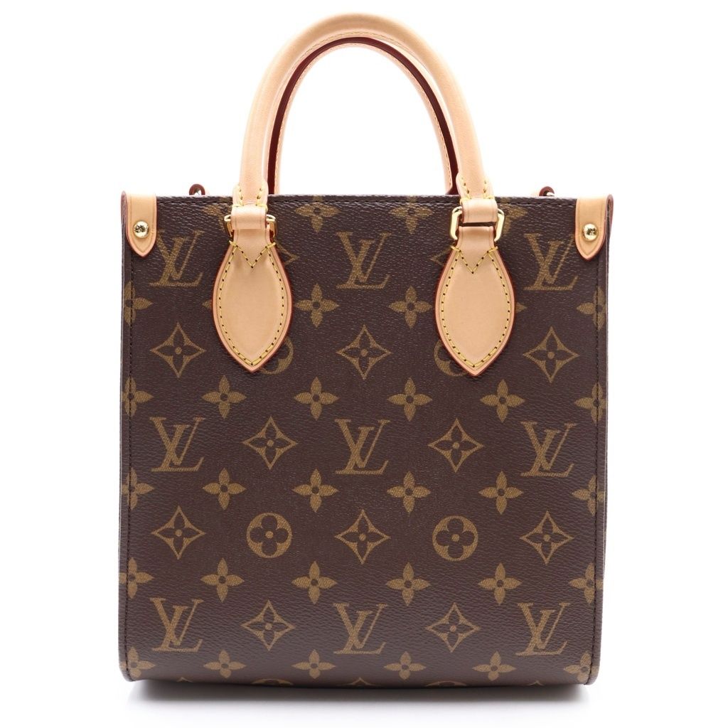 Louis Vuitton Monogram Sac Plat BB Leather 2-Way Bag Brown